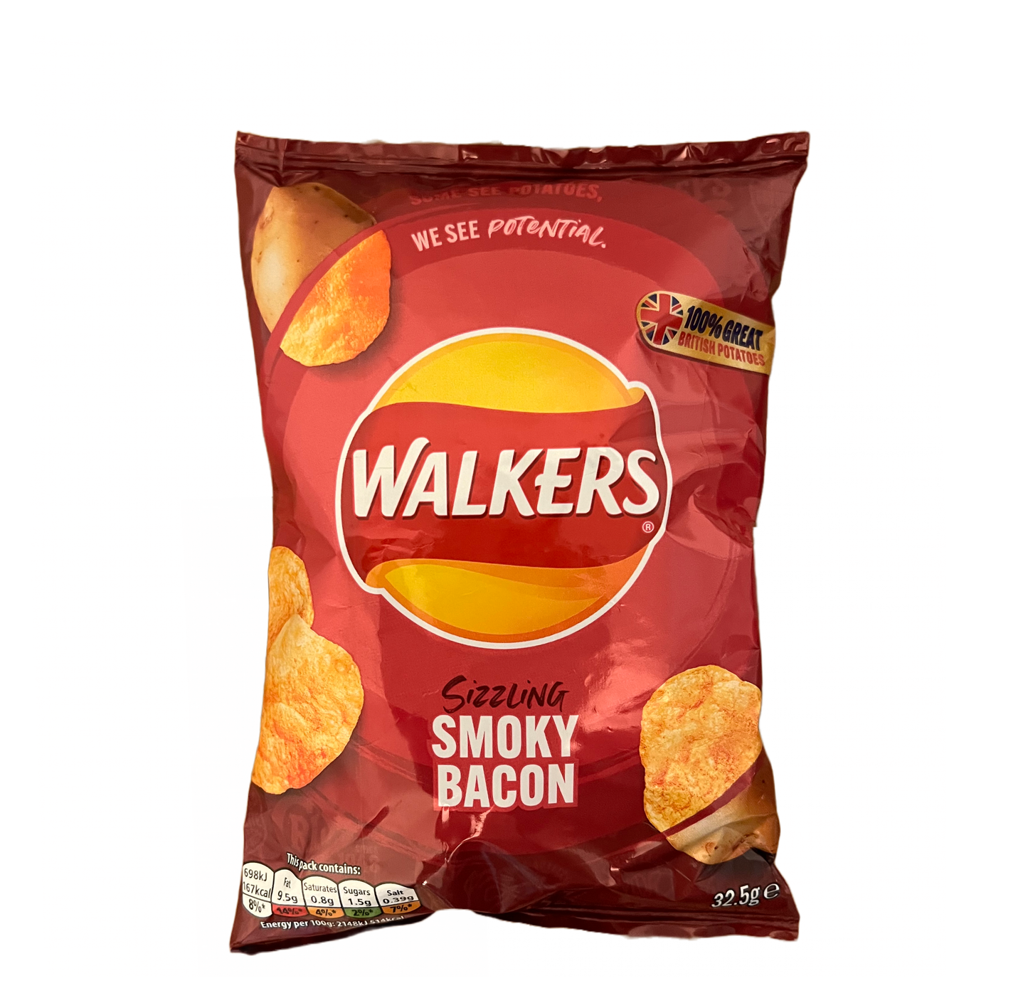 British Walkers Sizzling Smoky Bacon Flavor 32.5g